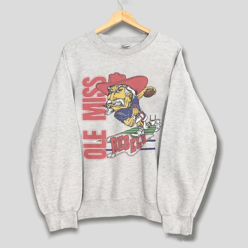 Vintage NCAA Ole Miss Rebels Football Sweatshirt, University of Mississippi Tee